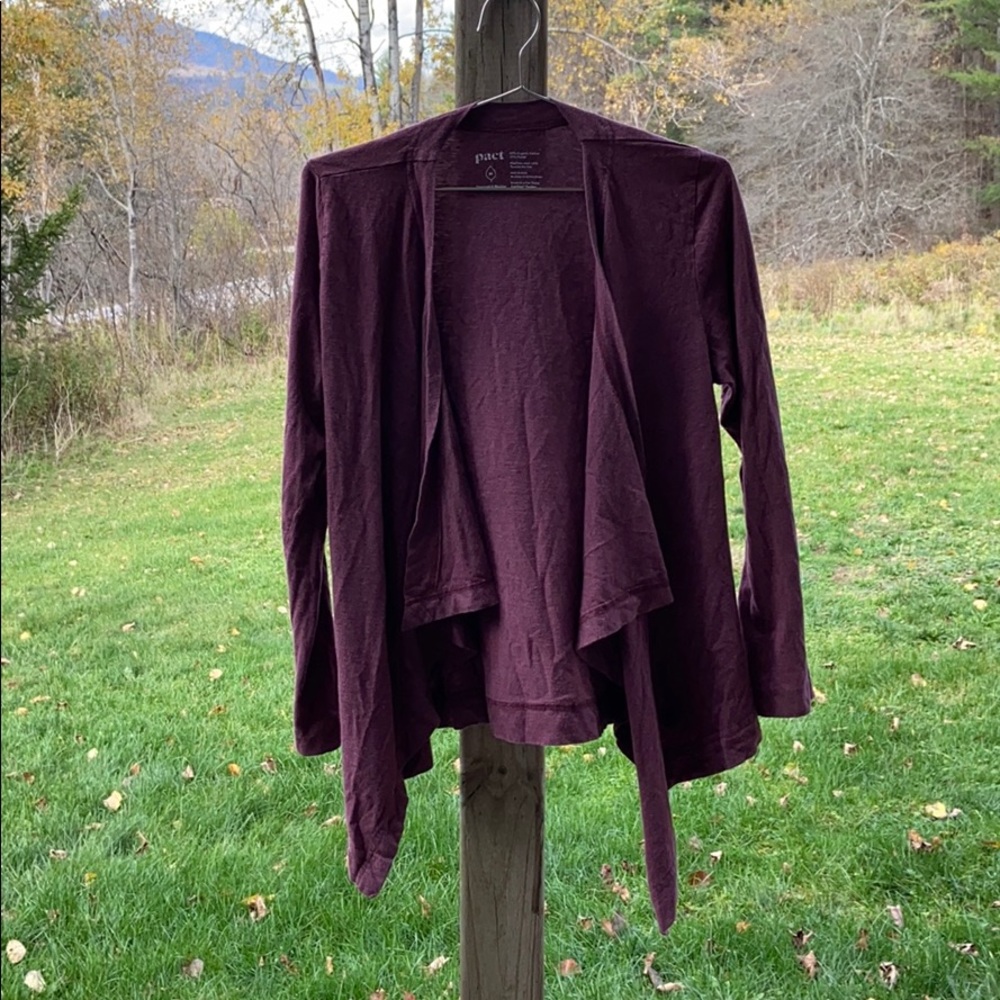 Pact Organic Cotton Plum Lightweight Cardigan